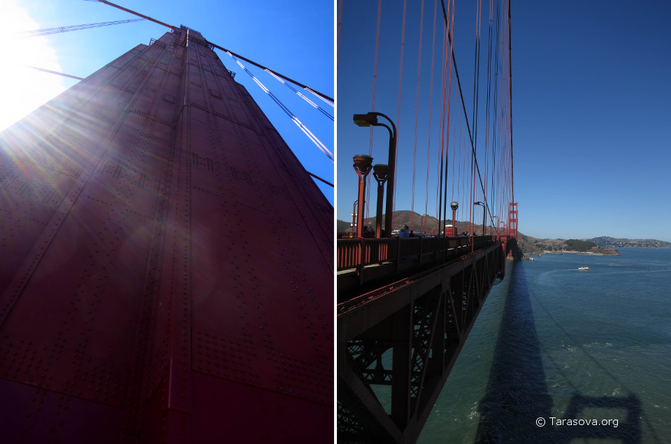 Длина моста Голден Гейт составляет 1970 метров, а высота - опор 230 метров над водой и его масса - 894 500 тонн Длина моста Голден Гейт составляет 1970 метров, а высота - опор 230 метров над водой и его масса - 894 500 тонн